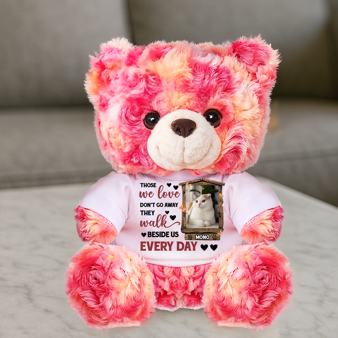 Those We Love Don't Go Away - Personalized Memorial Bear Plush - Custom Photo and Name Bear