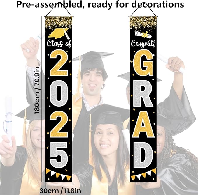 2025 Grad Congratulations Front Door Hanging Banner