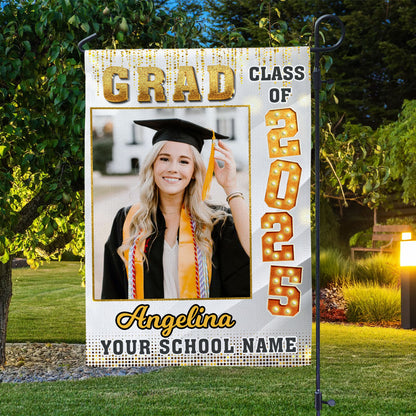 Custom Graduation Flag | Congrats Class Of 2025 With Photo – Graduation Garden Flag & Party Decor