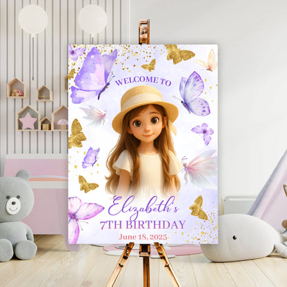 Welcome To The Princess Birthday Party - Birthday Sign - Custom Name & Photo Law Sign - Birthday Party Welcome Sign