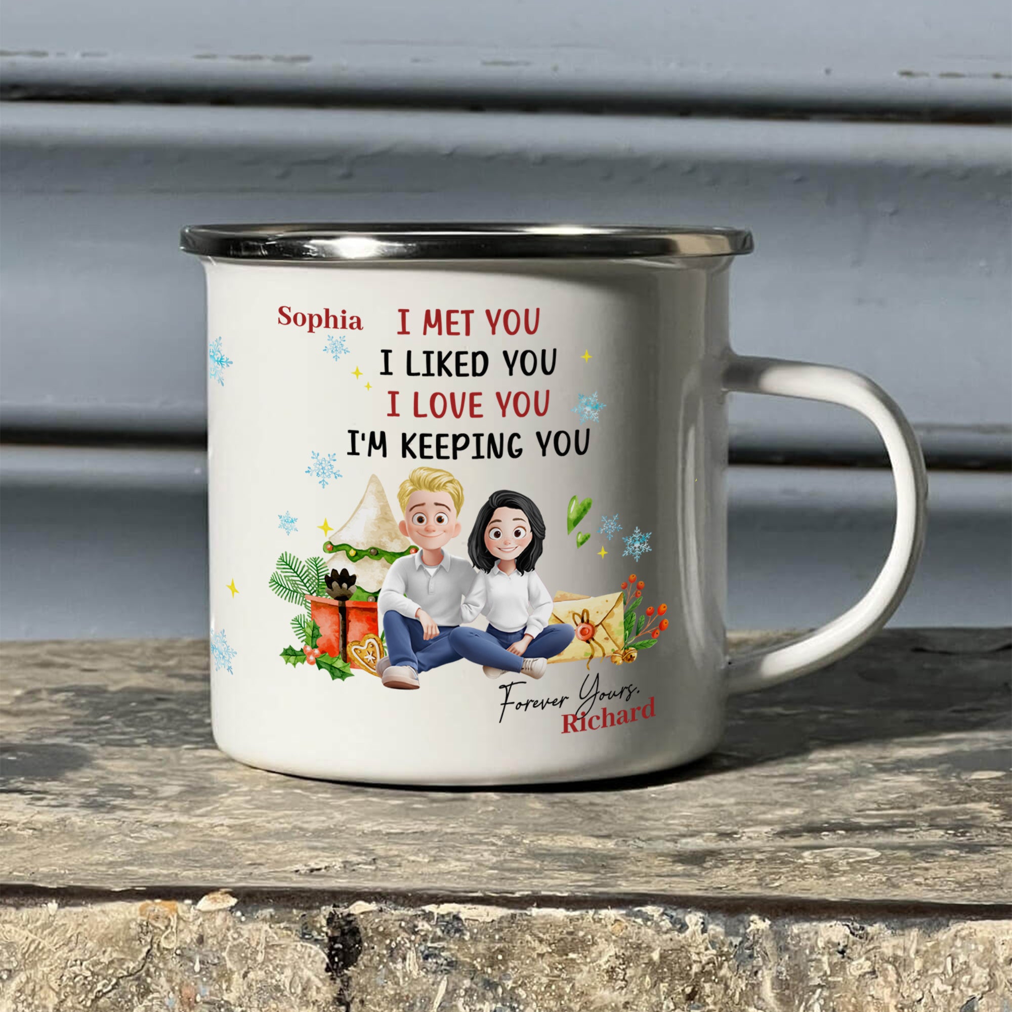I'm Keeping You - Personalized Custom 12oz Enamel Mug - Gift for Lover