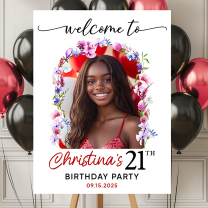 Welcome Birthday Party Sign - Custom Name & Photo Law Sign - Welcome To My Birthday Sign