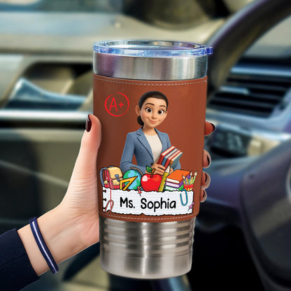Teacher Gift - Personalized Leather Tumbler - Gift for Teachers