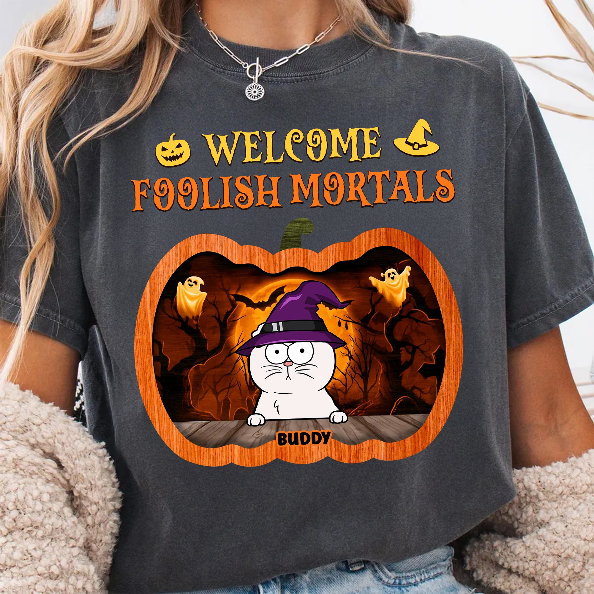 Custom Cat Names Shirt - Personalized Shirt Custom T-shirt - Halloween Shirt for Pet Lovers
