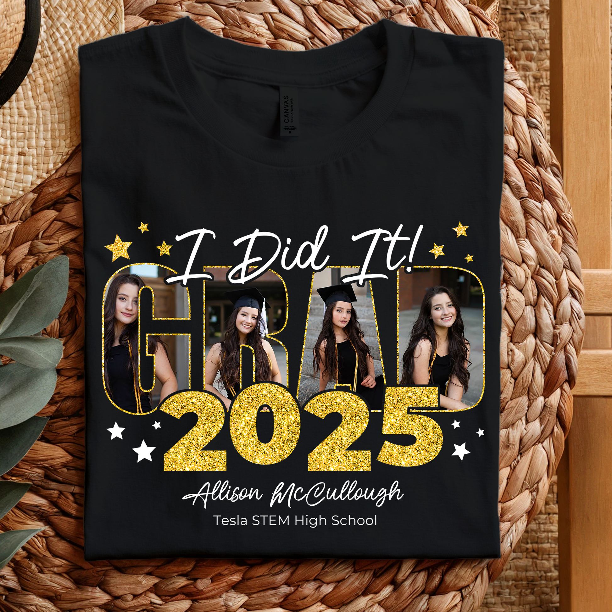 I Did It GRAD 2025 Personalized Upload Photo Congrats Graduation T-shirt