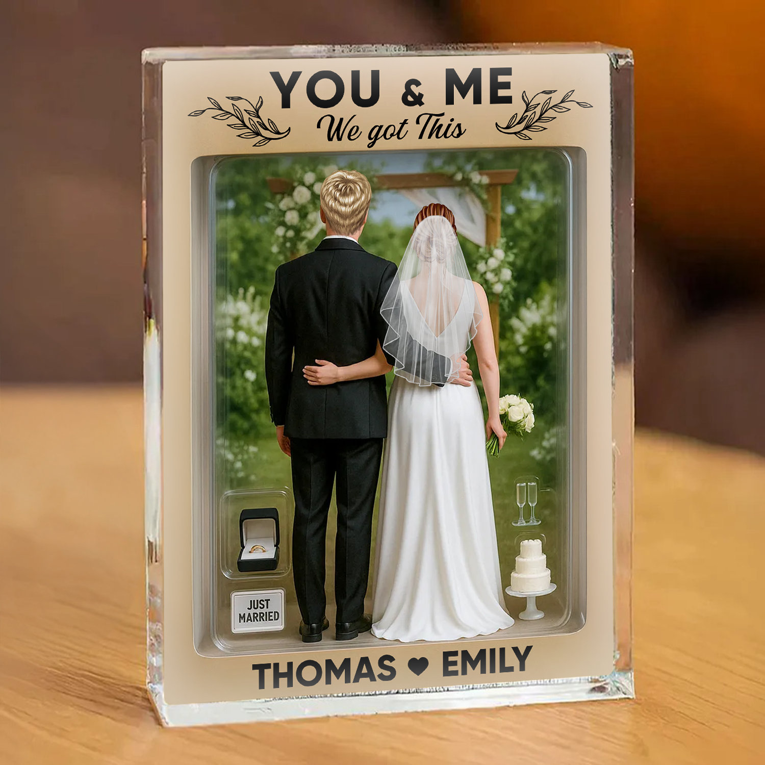 Wedding Couple - Custom Figure Personalized Acrylic Block Plaque