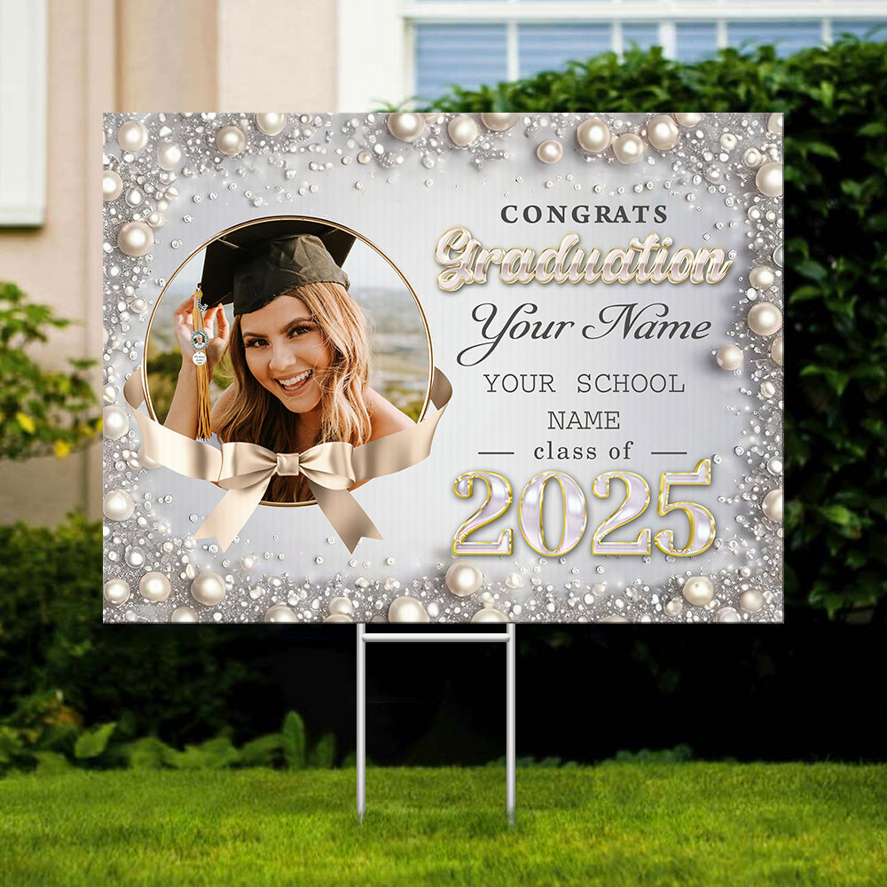 Congrats Graduation - Class of 2025 Lawn Sign | Personalized Outdoor Yard Sign | Best 2025 Grad Gift