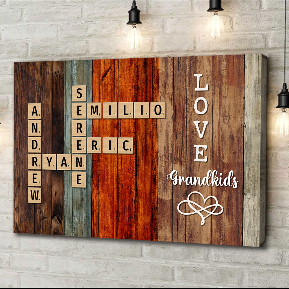 Personalized Custom Photo Horizontal Canvas - Family Crossword Art - Family Decor