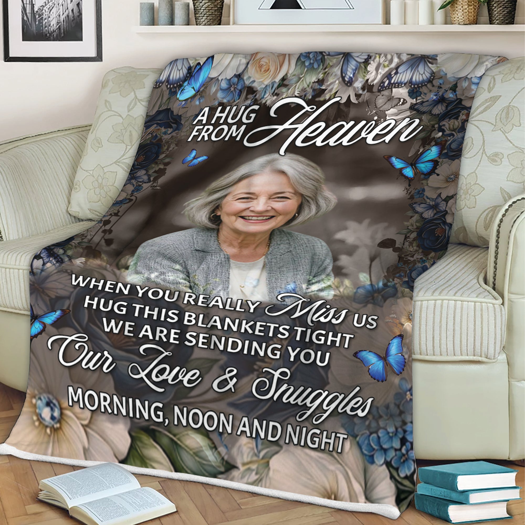 A Hug From Heaven - Custom Photo Memorial Blanket - Christmas Gift