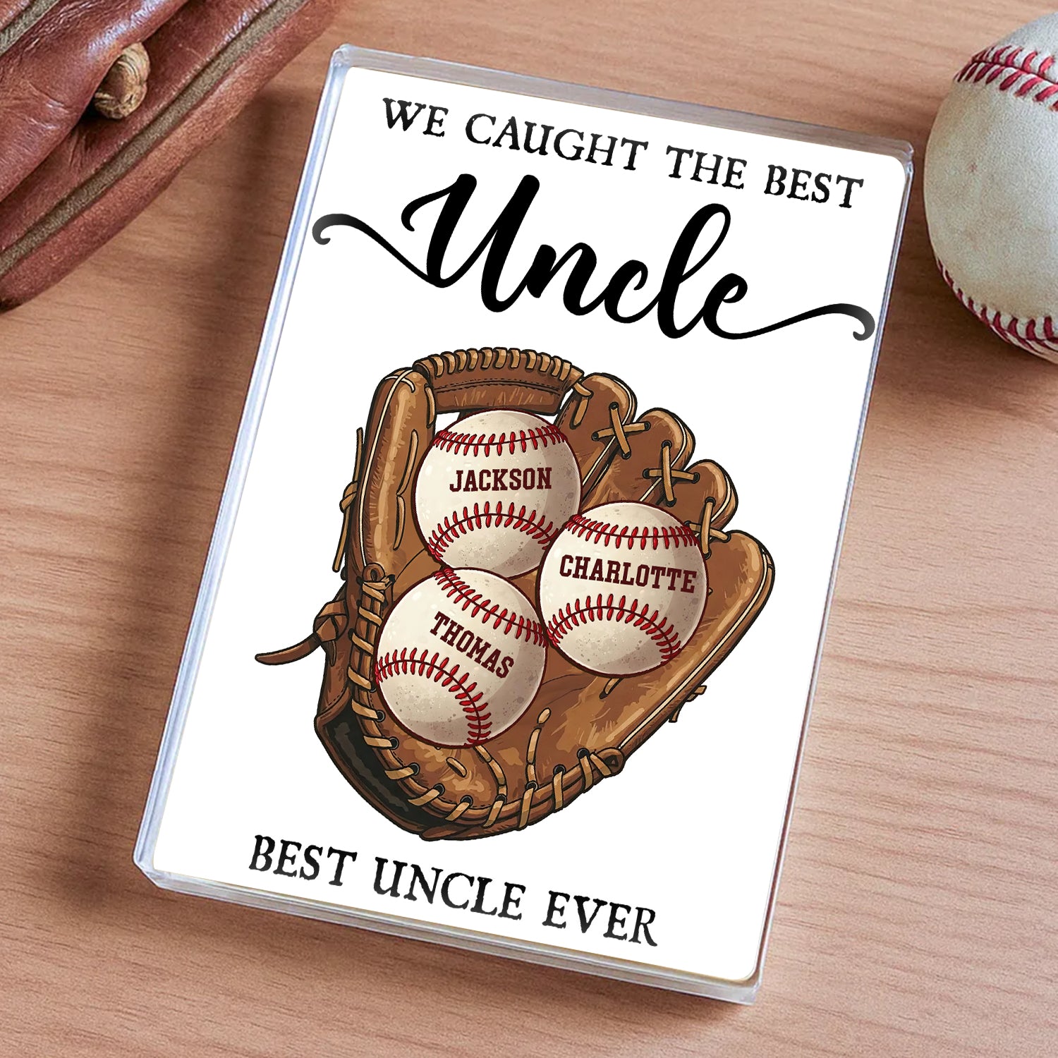 Personalized Baseball Dad Name Gift - Custom Shape Acrylic Block Plaque