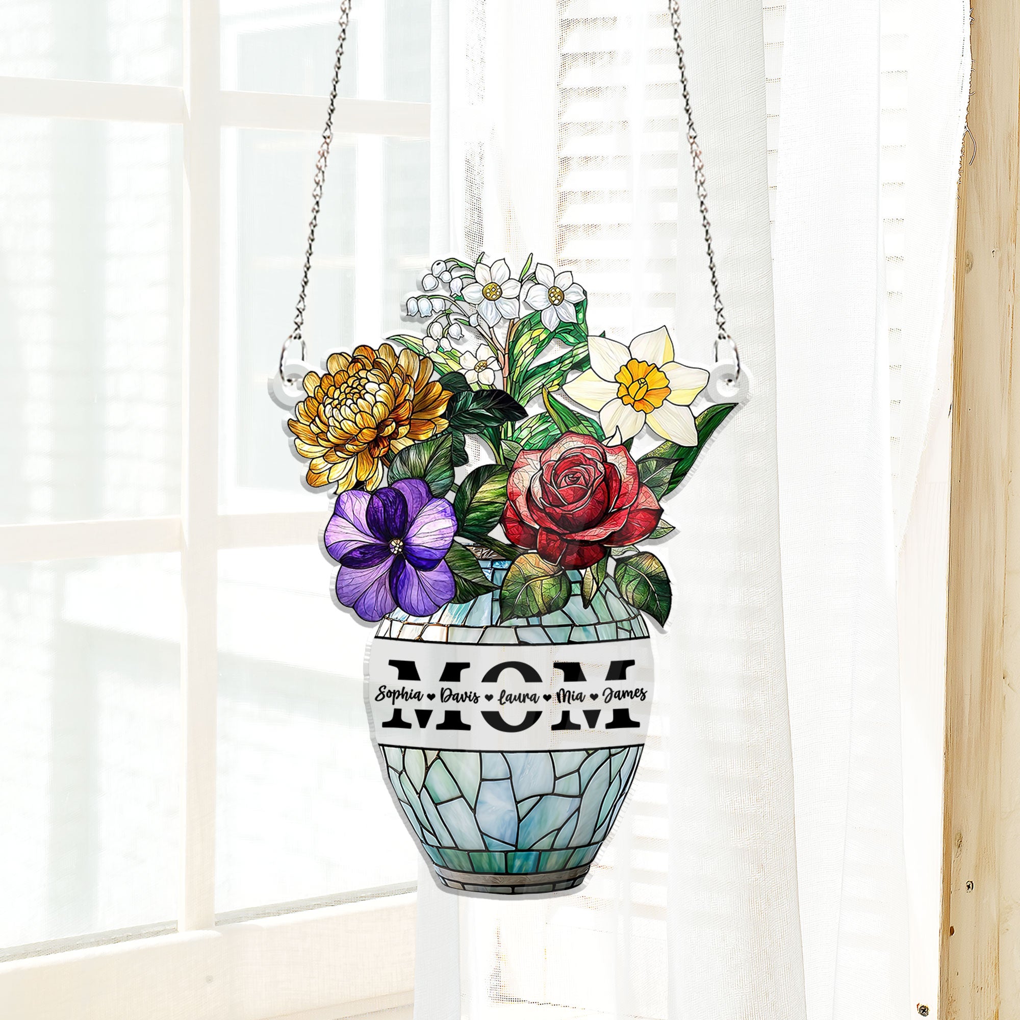 Mom Flower - Personalized Suncatcher Custom Shape Decor