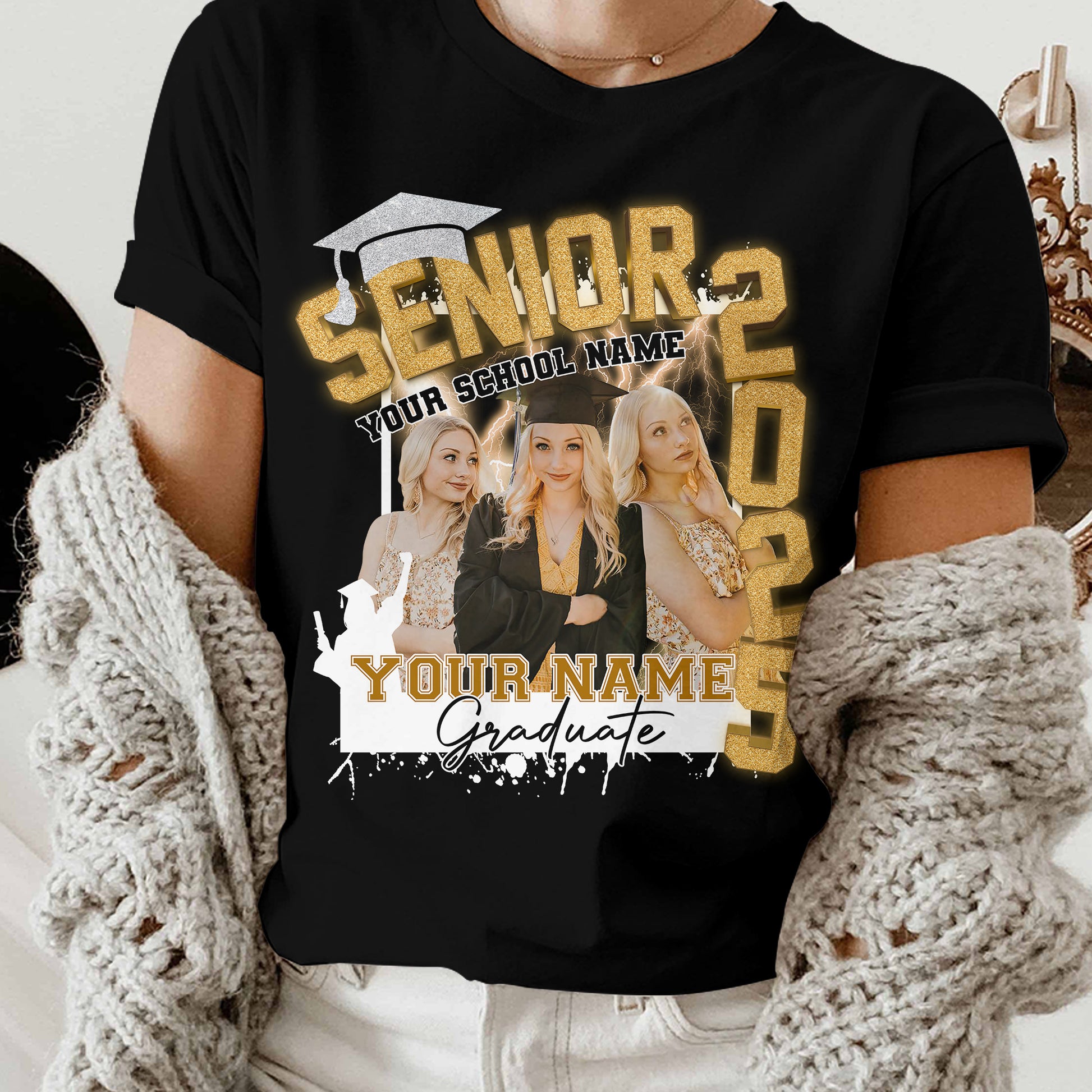 Senior 2025 Personalized Graduation Shirt Upload Photo T-shirt, Graduation Gift