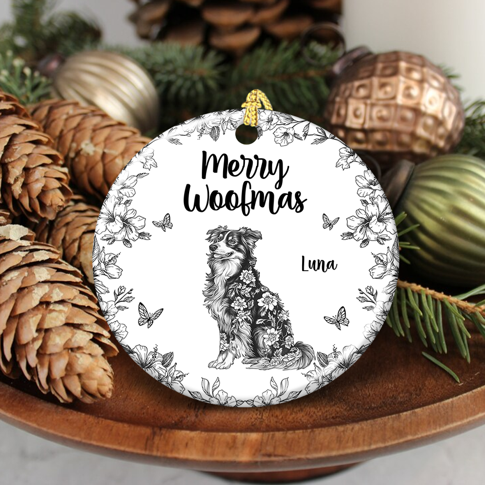 Dog Floral Garden - Personalized Ceramic Ornament