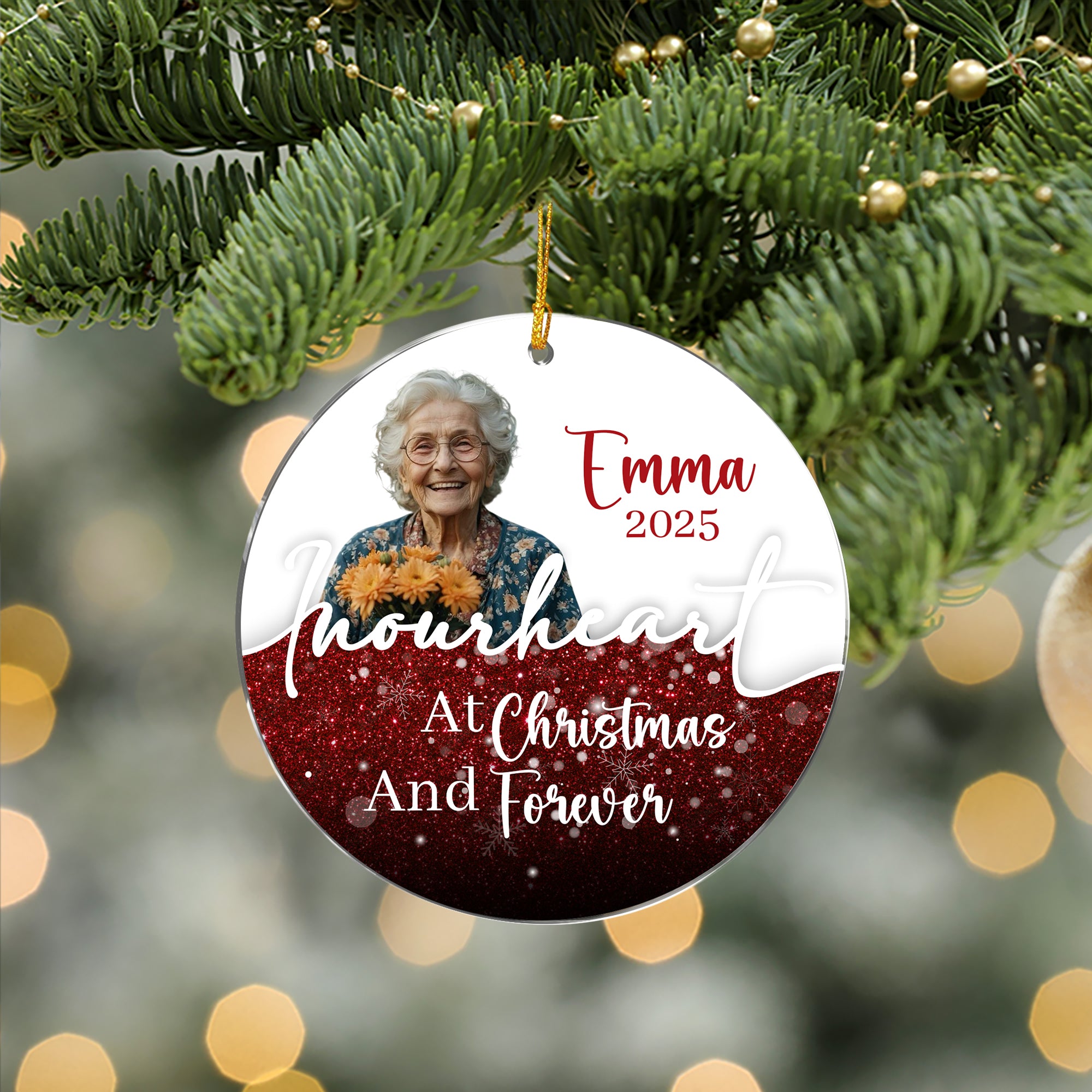 Christmas In Heaven - Custom Name and Photo - Custom Shape Hologram Ornament