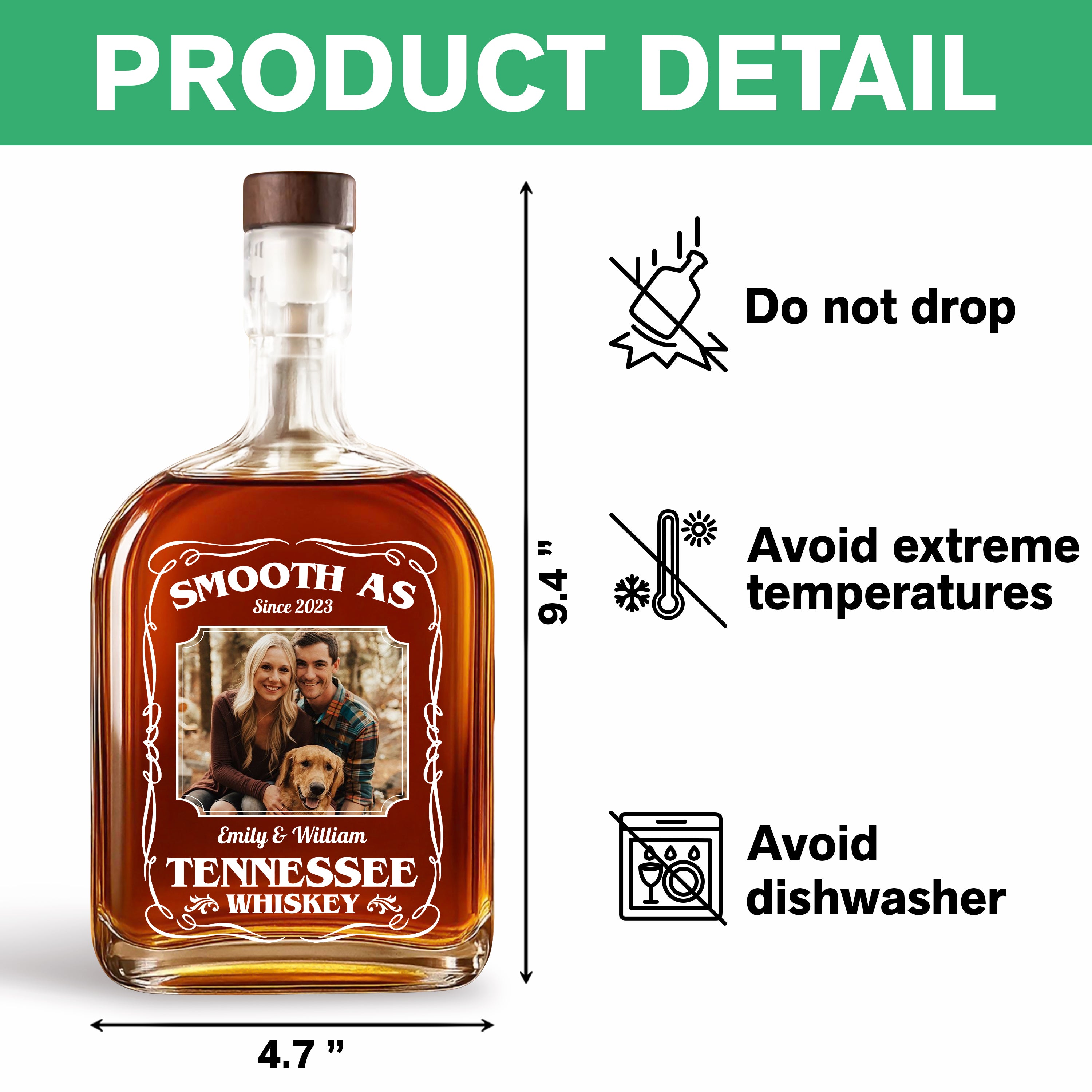 Custom Family Name and Photo - Personalized Custom Whiskey Bottle
