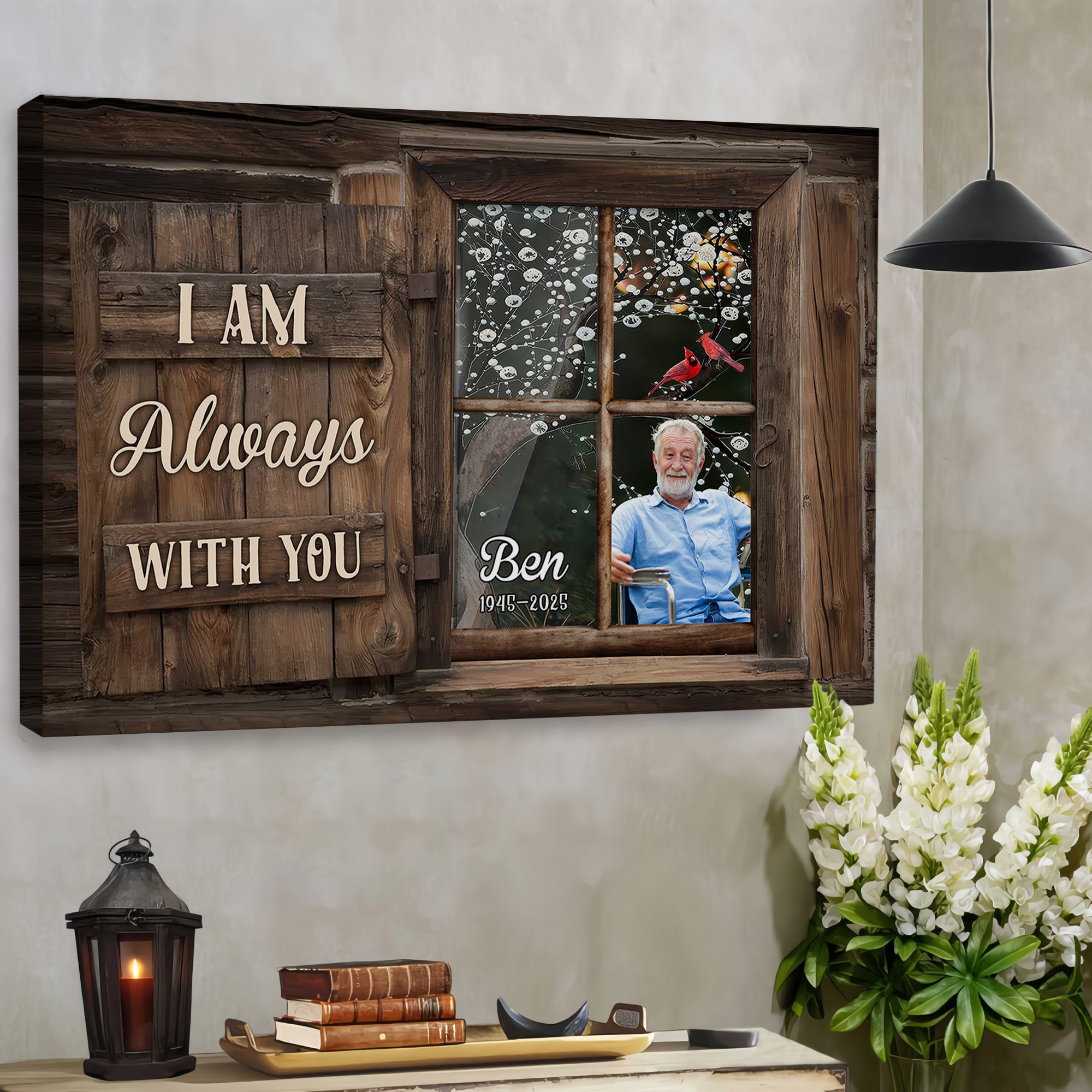 Memorial Canvas Sign - I Am Always With You - Custom Name and Photo - Sympathy Gift