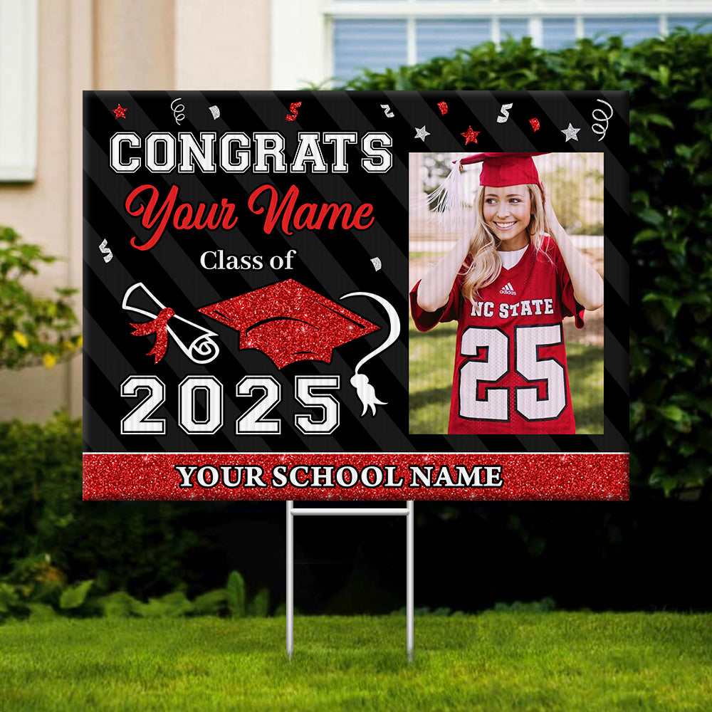 Confetti Class of 2025 Lawn Sign, Personalized Graduate 2025 Graduation Lawn Sign, Graduation Gift