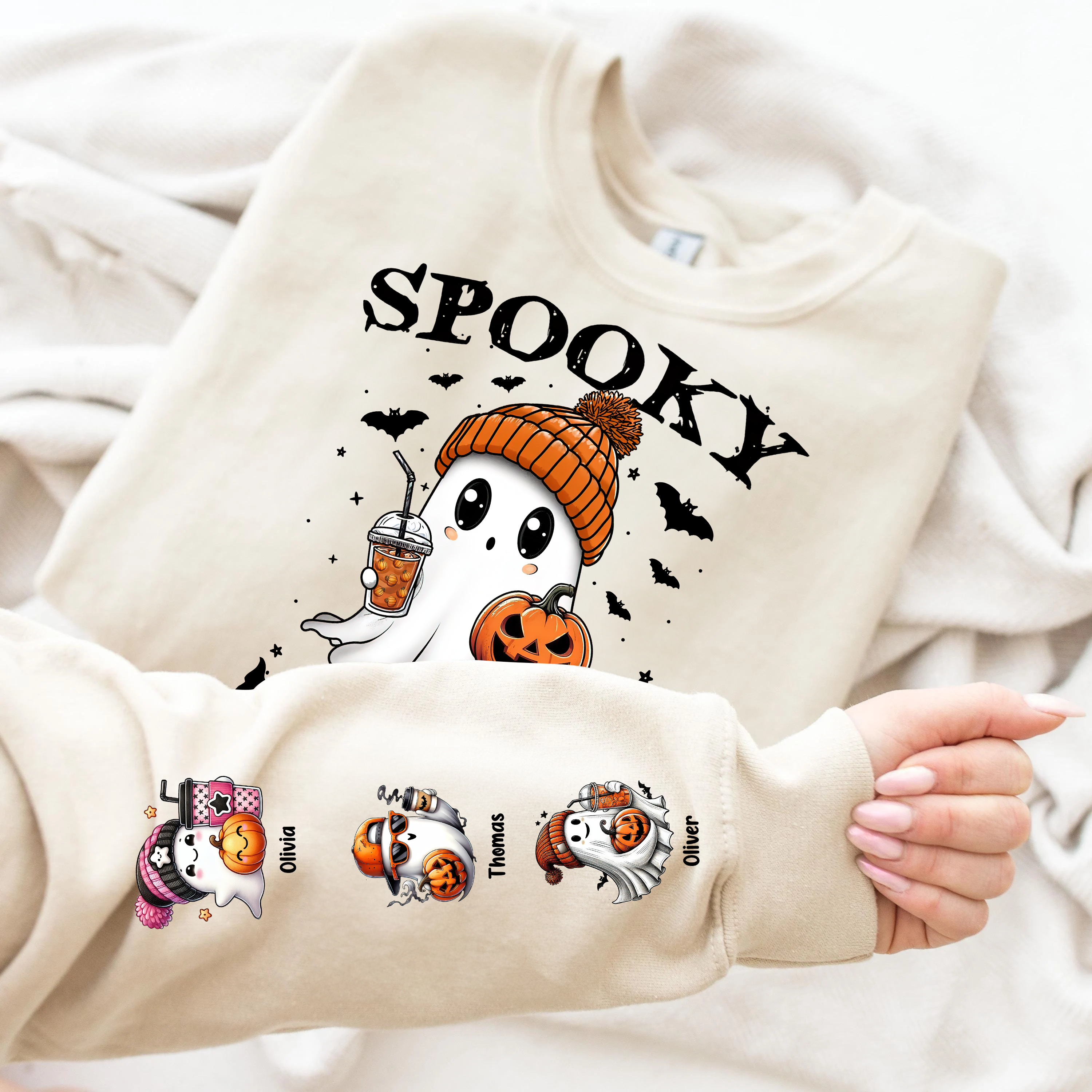 Spooky Mom Grandma Halloween Pumpkin - Custom Name Sweatshirt - Personalized Shirt Custom T-shirt