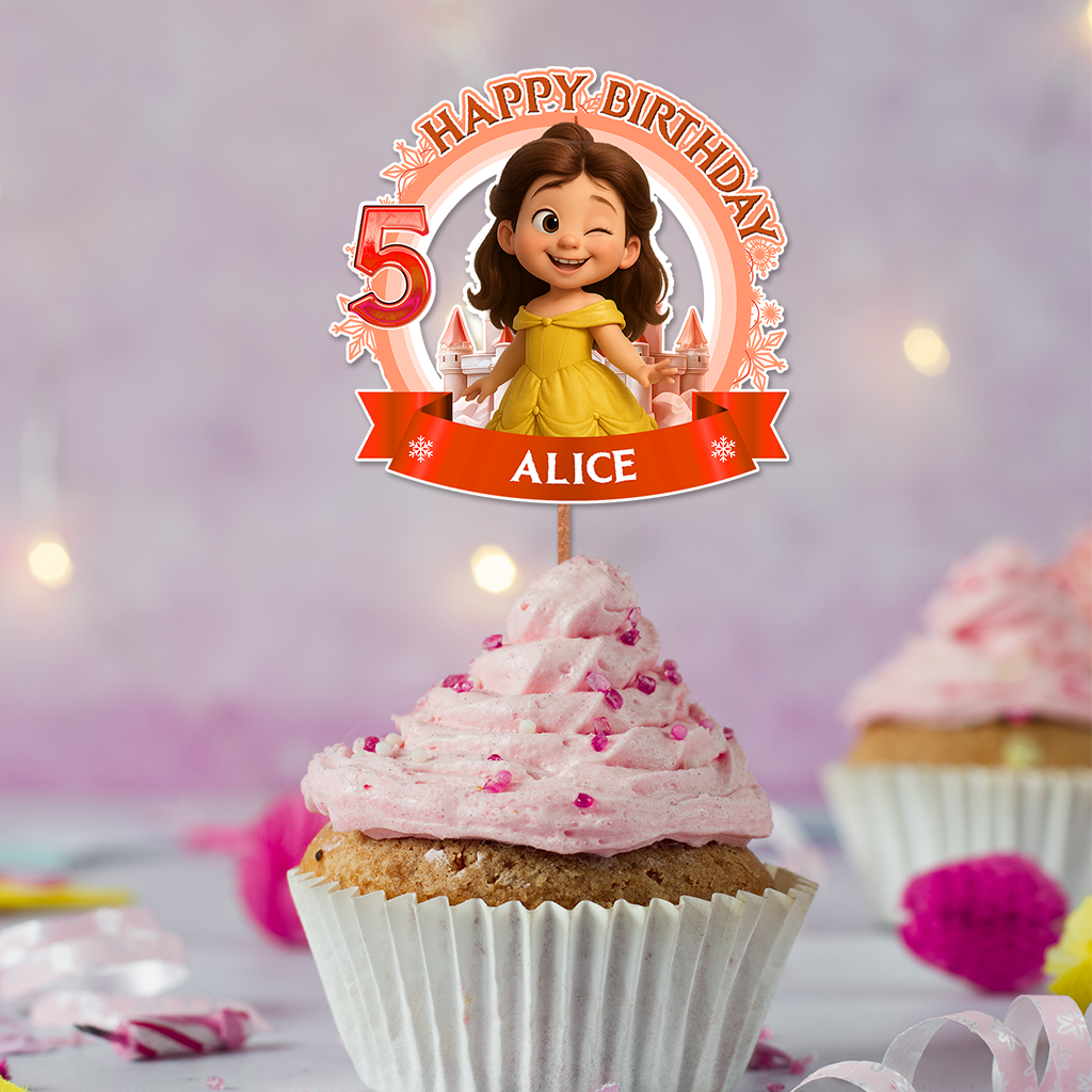 Princess Birthday - Custom Birthday Party Face Cupcake Toppers, Graduation Decorations, Physical Product
