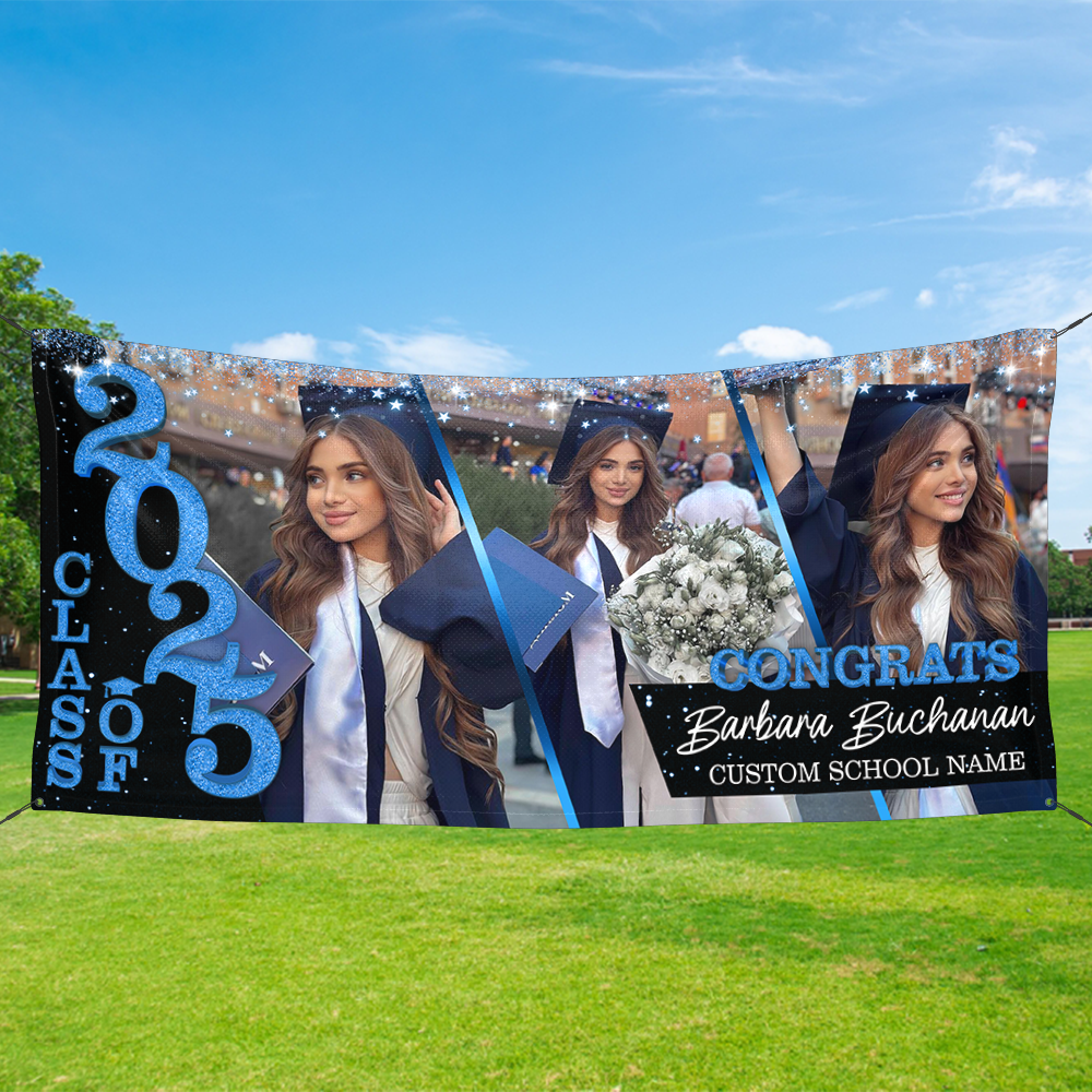 Personalized Graduation Banner, Custom Photo Graduation Party Decoration, Class Of 2025 Banner