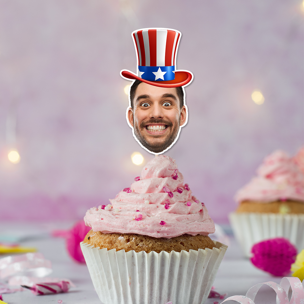 Funny Face Photo - Custom Birthday Party Face Cupcake Toppers, Graduation Decorations, Physical Product