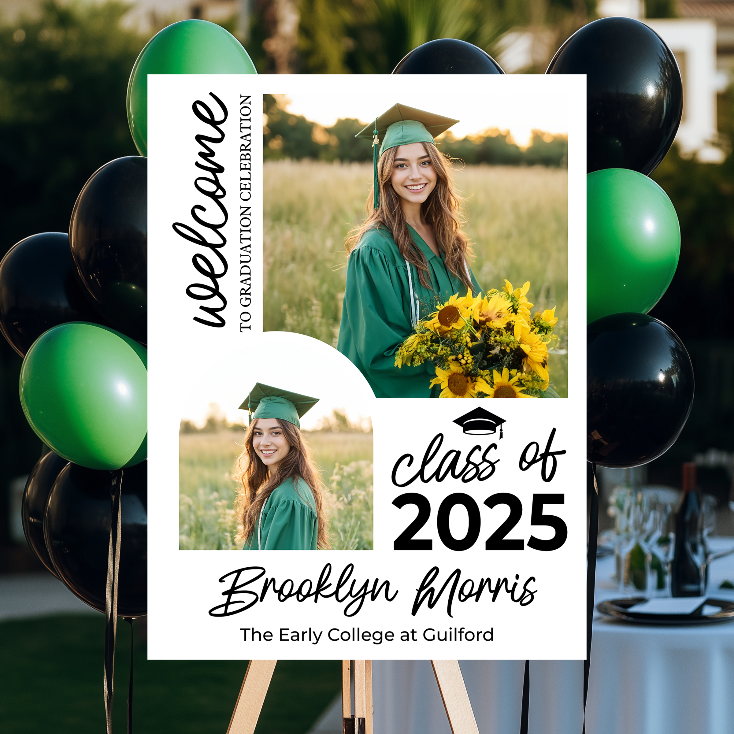 Welcome To The Graduation Celebration Class Of 2025 Personalized Multi Photo Welcome Sign