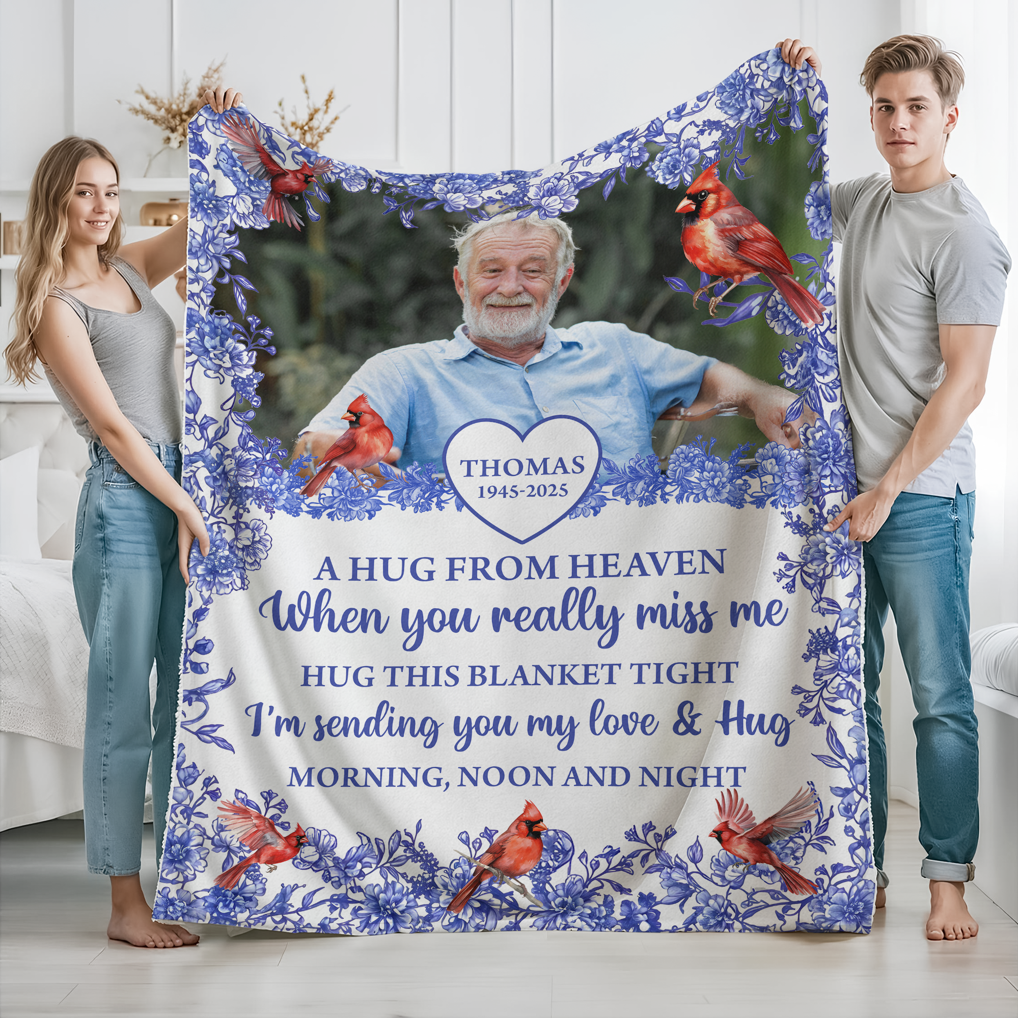 Custom Name and Photo Memorial Blanket - Sympathy Gift - Personalized Custom Memorial Blanket