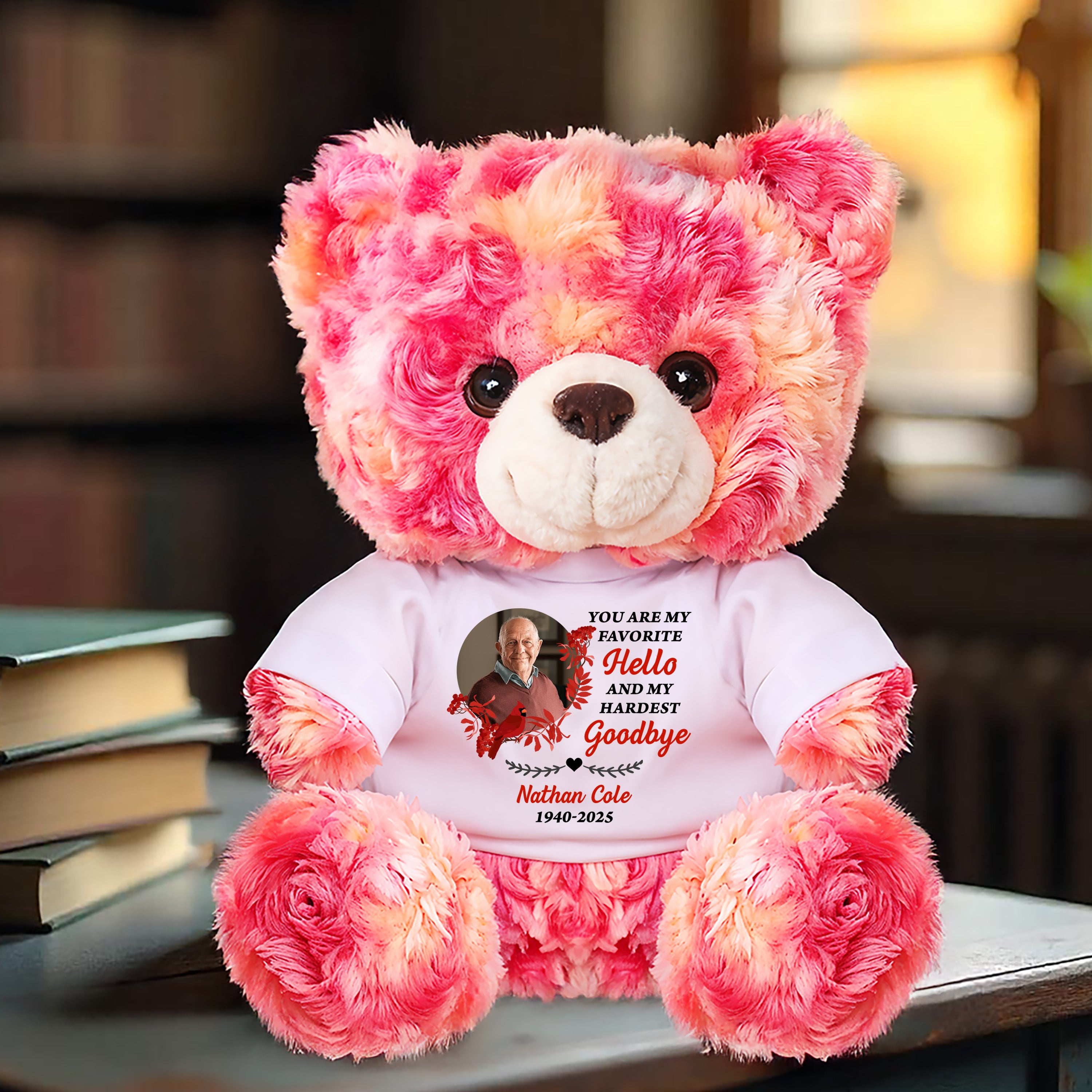 My Hardest Goodbye - Personalized Memorial Gift - Custom Name and Photo Teddy Bear