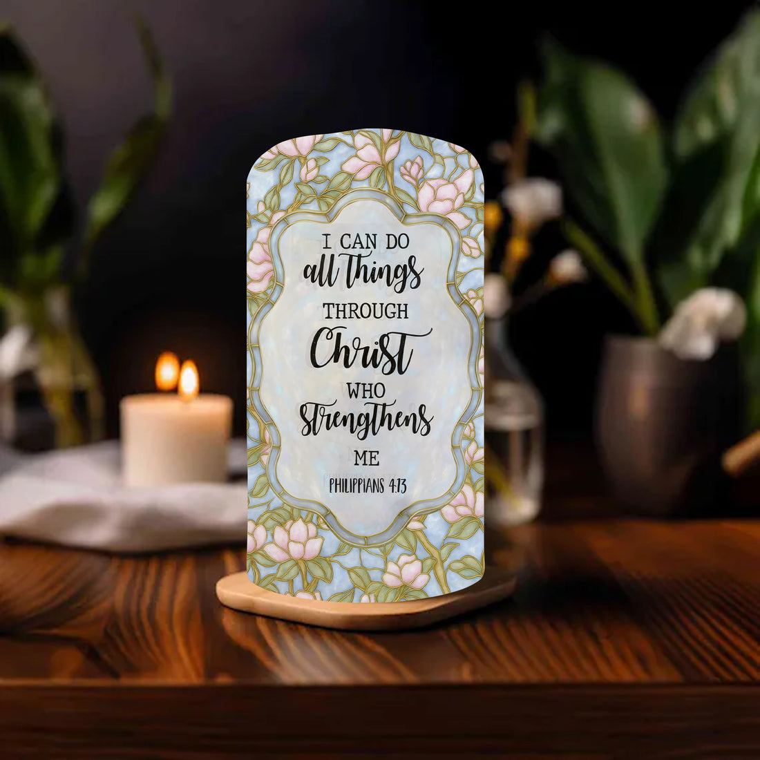 Custom Name Candle - I Can Do All Things Throw Christ - Personalize LED Candle