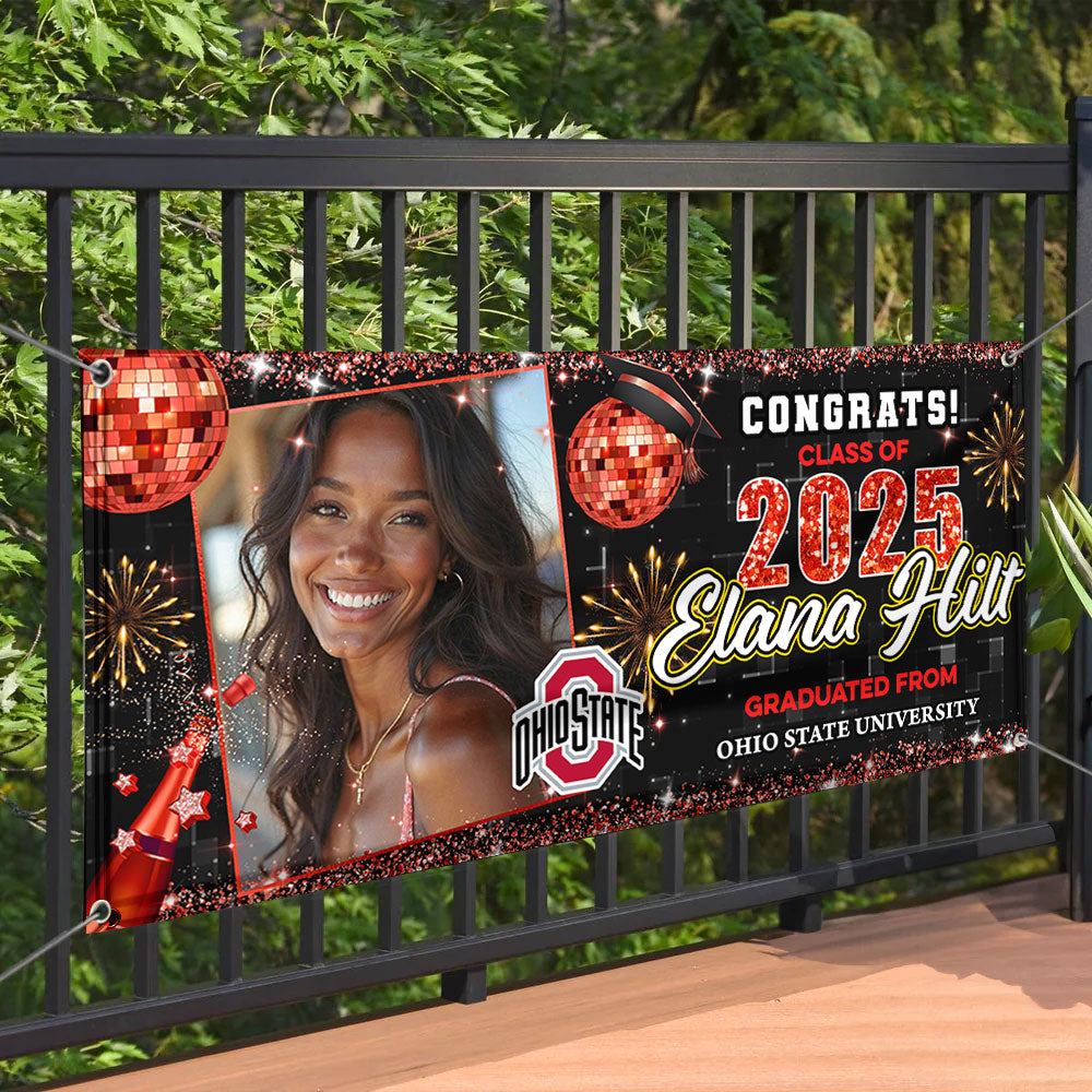Personalized Graduation Banner – Class of 2025 Custom Name & Photo Party Decoration