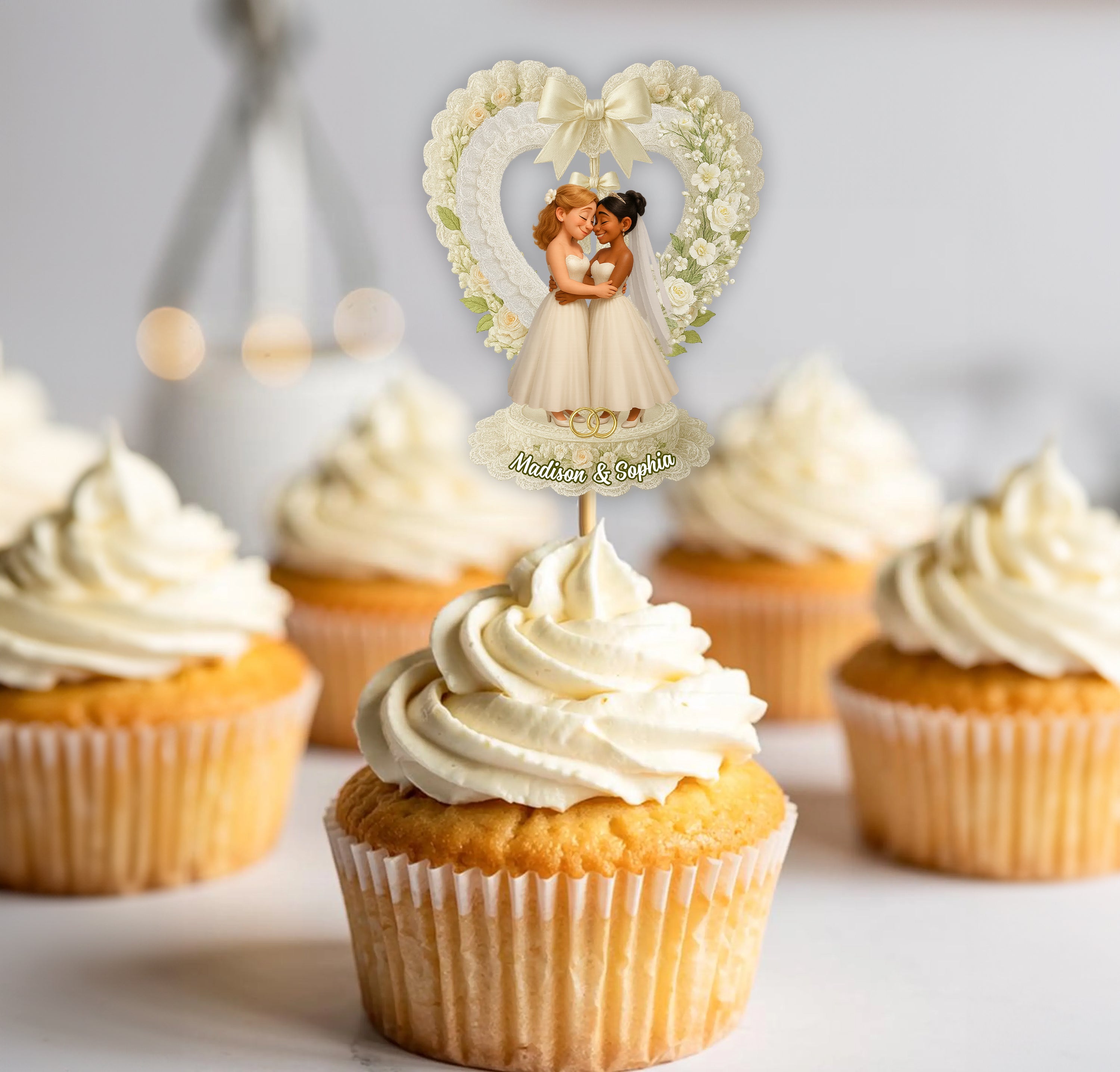 Couple Custom Photo - Custom Wedding Party Face Cupcake Toppers, Wedding Decorations, Physical Product