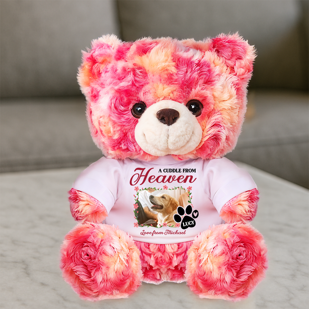 A Cuddle From Heaven - Memorial Gift - Custom Name and Photo Teddy Bear