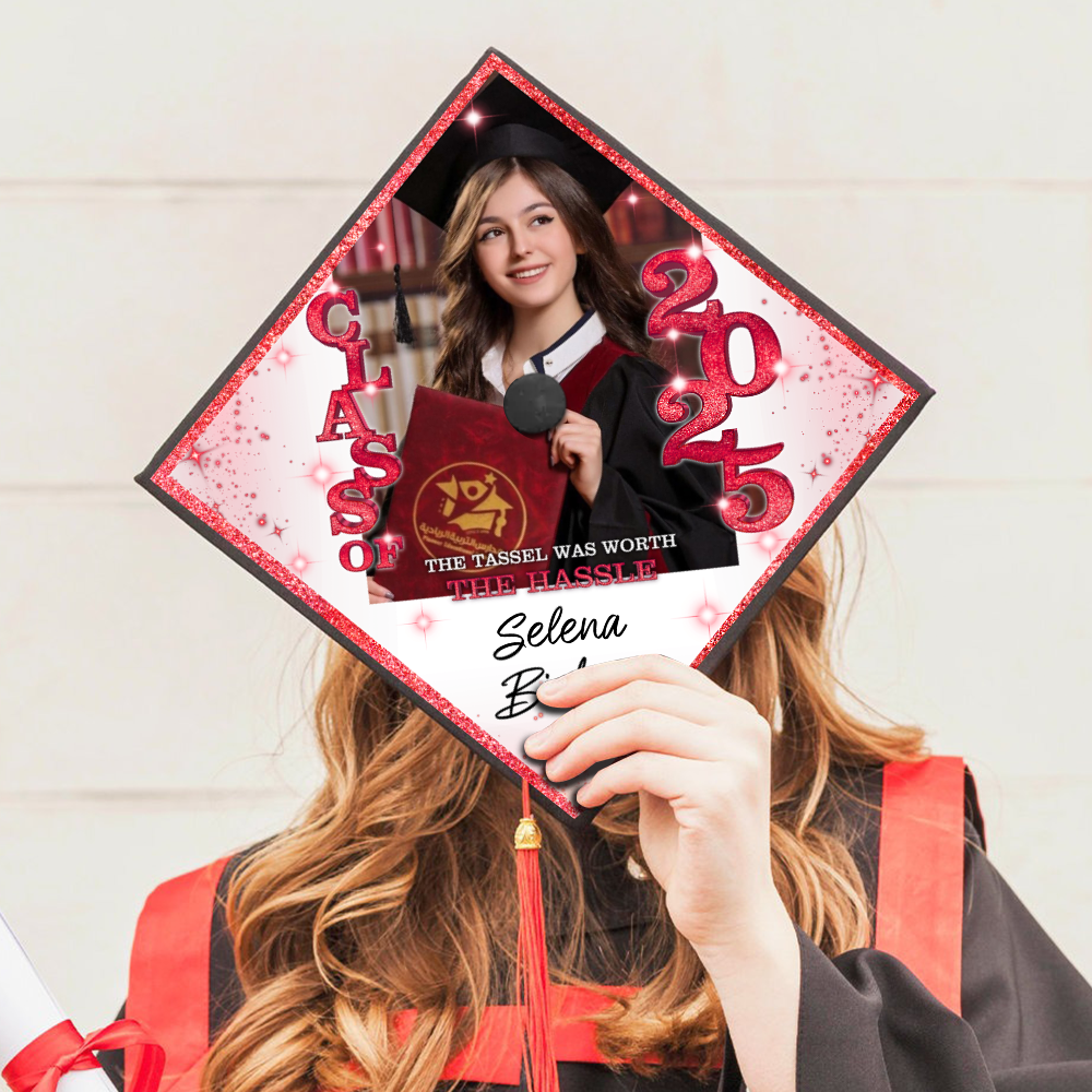 Personalized Class Of 2025 Photo Graduation Cap Topper, Decorations For Grad Cap
