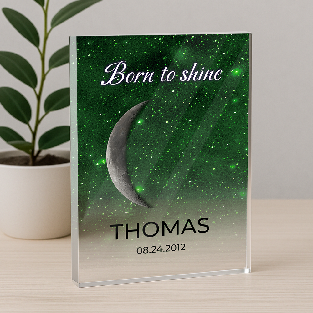 Born to be the Spotlight - Custom Name and Birthdate - Custom Shaped Acrylic Plaque - Home Decor
