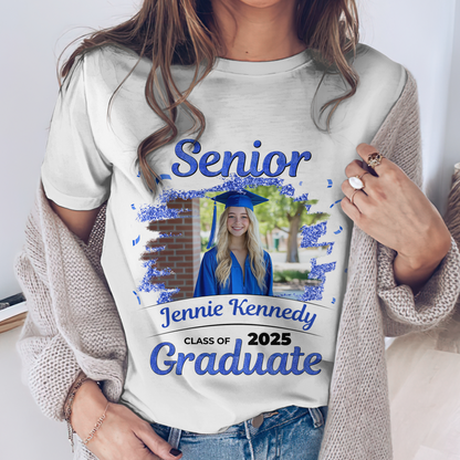 Senior Custom Photo, Name And Year, Graduation - Gift For Graduation - Personalized T-Shirt