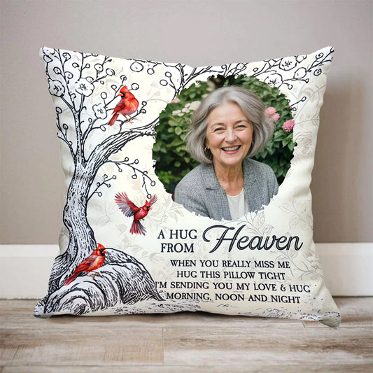 A Hug From Heaven Cardinal - Memorial Pillow - Sympathy Gift (Insert Included)
