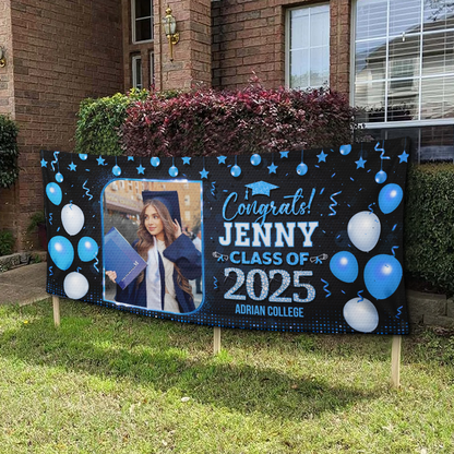 Personalized Graduation Banner, Custom Graduation Party Decorations, Class of 2025 Gift