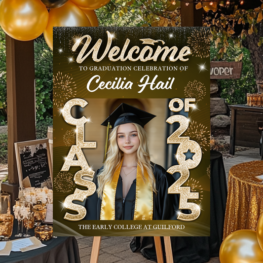Welcome To The Graduation Celebration Class Of 2025 Personalized Graduation Welcome Sign