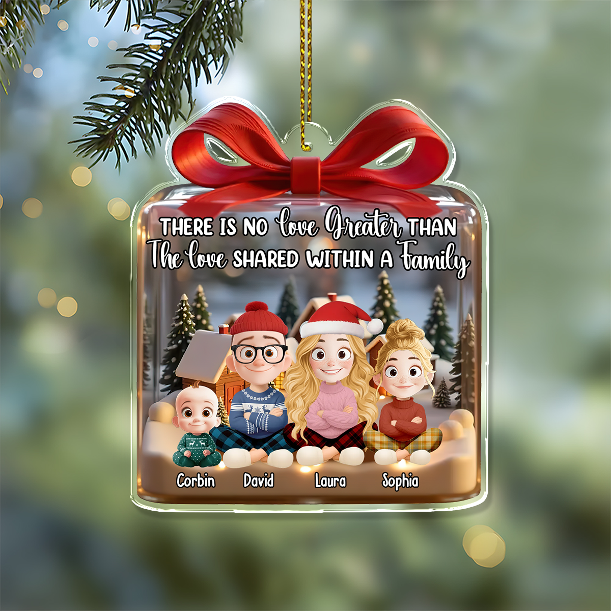 Family Love - Custom Name and Appearance Hologram Ornament - Family Decoration