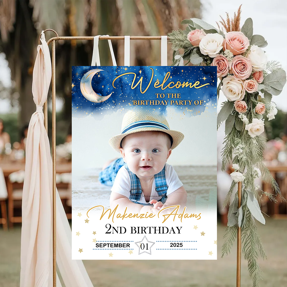 Baby Birthday Welcome Sign - Custom Name and Photo Birthday Law Sign