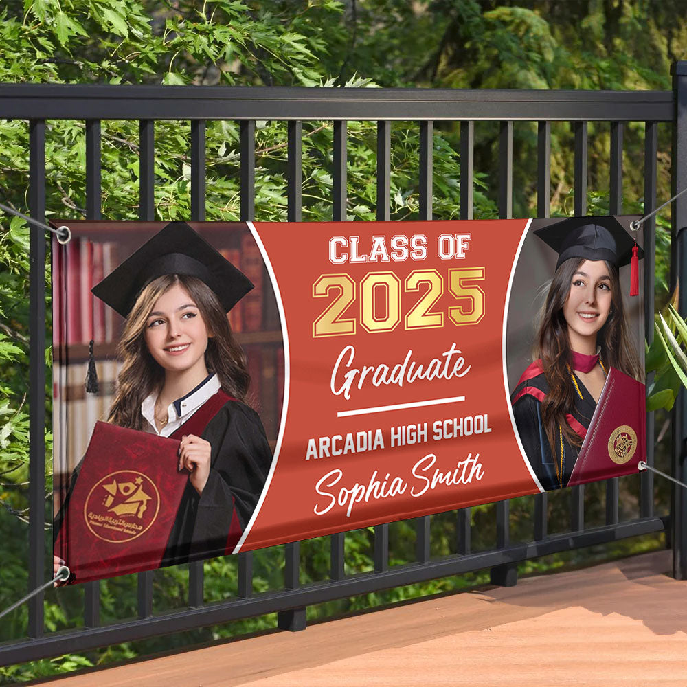 Class Of 2025 Personalized Photo Graduation Banner - Graduation Decor Gift