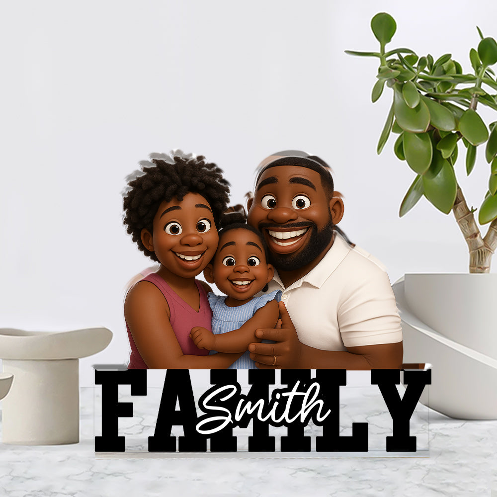 Custom Photo and Family Name - Personalized Family Gift - Custom Shape Acrylic Block Plaque