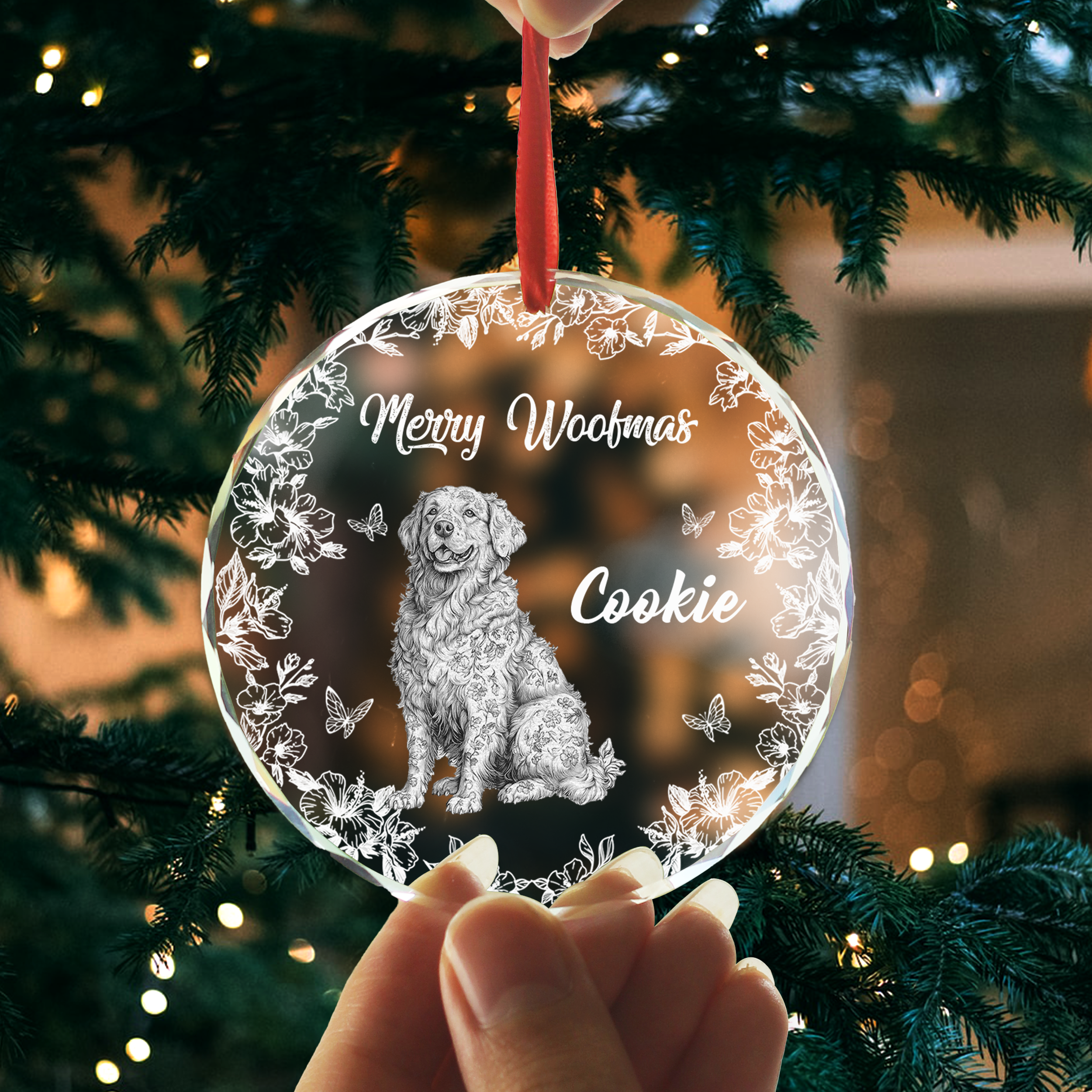 Merry Woofmas - Personalized Custom Glass Ornament