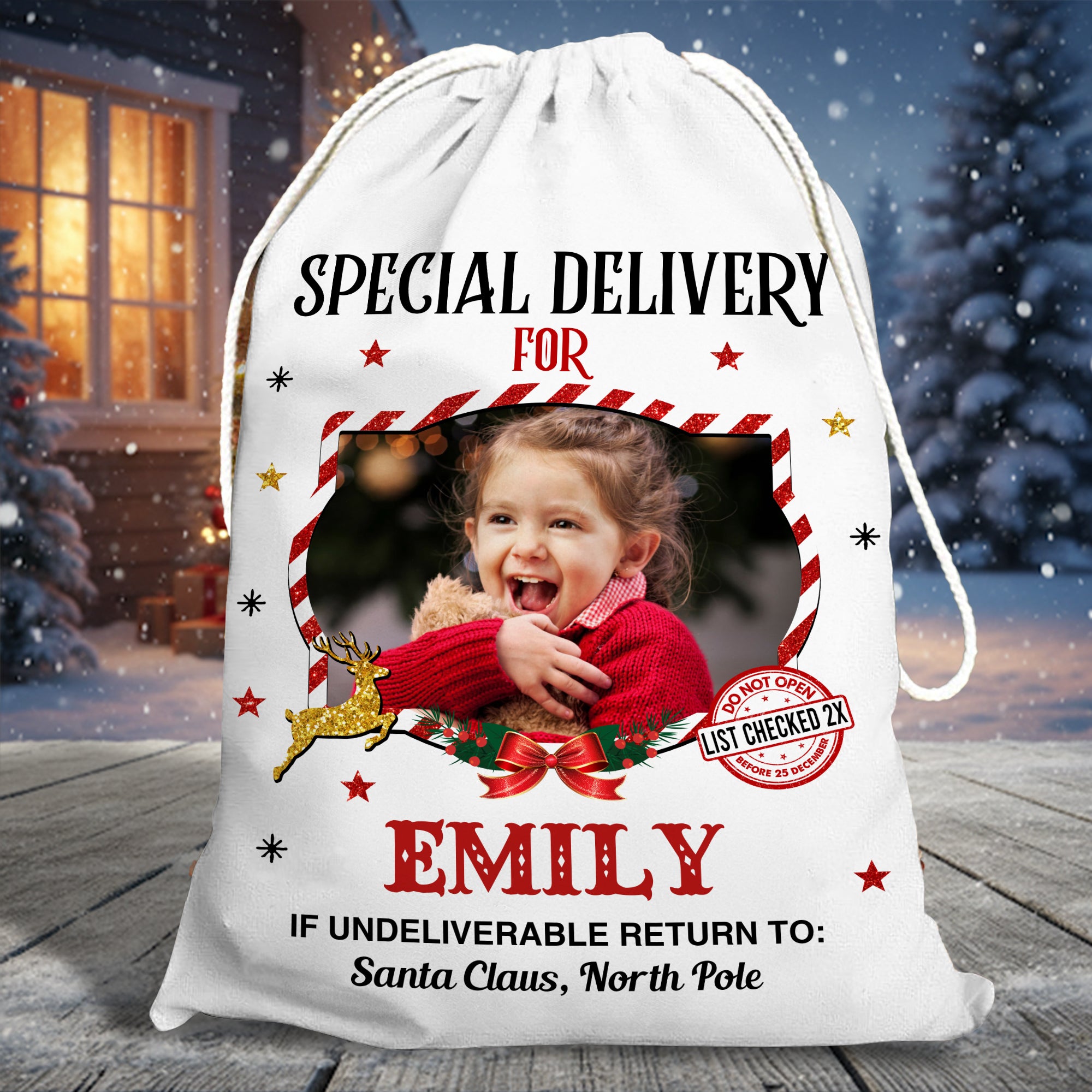 Special Delivery For - Christmas Bag Custom Photo - Christmas Sack Gift for Kids