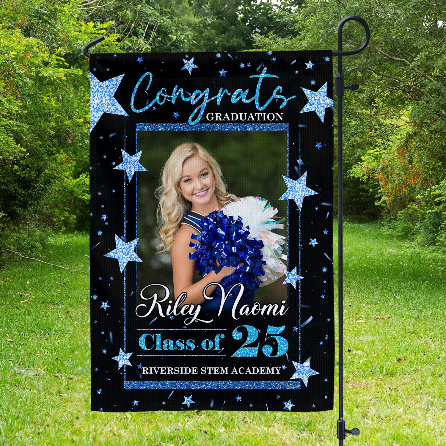 Congrats Graduation - Class Of 2025 With Photo – Graduation Garden Flag & Party Decor