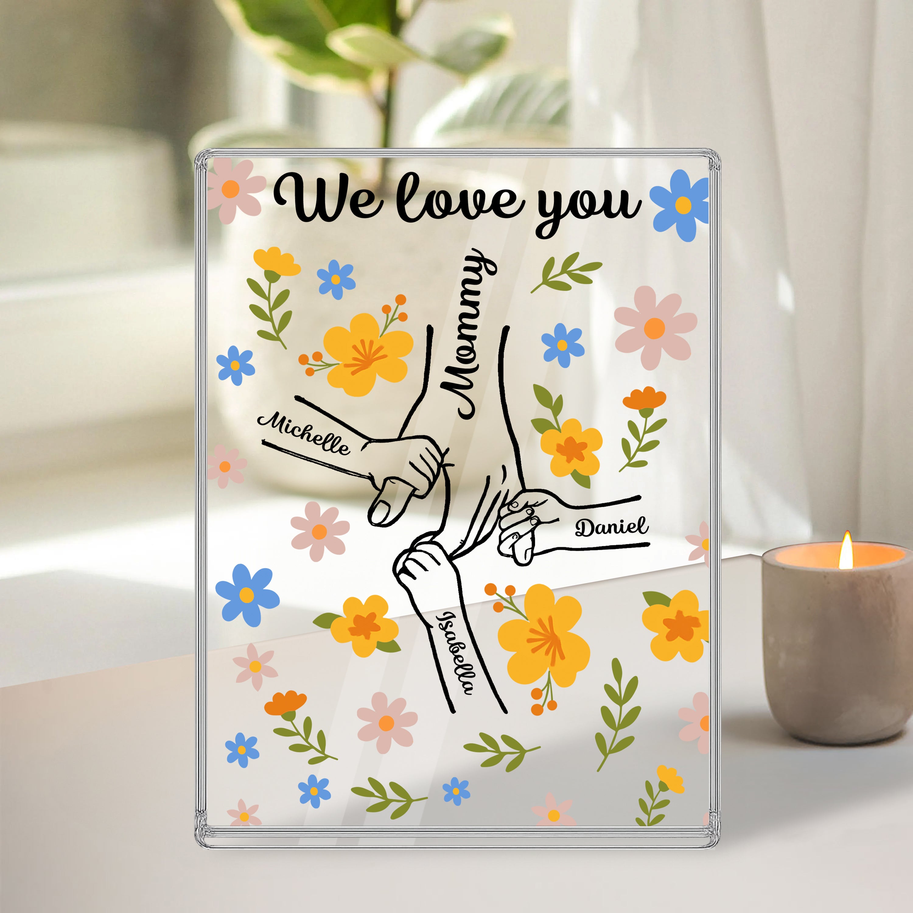 We Love You Dad Mom - Personalized Name Gift - Custom Shape Acrylic Block Plaque