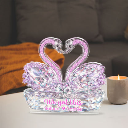 Swan Couple - Custom Couple Name Acrylic Block - Custom Acrylic Block Plaque