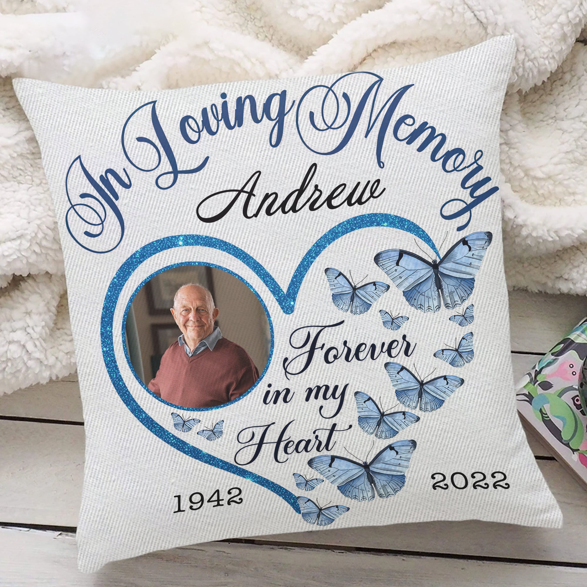 Custom Name and Photo - In Loving Memory - Personalized Pillow - Sympathy Gift