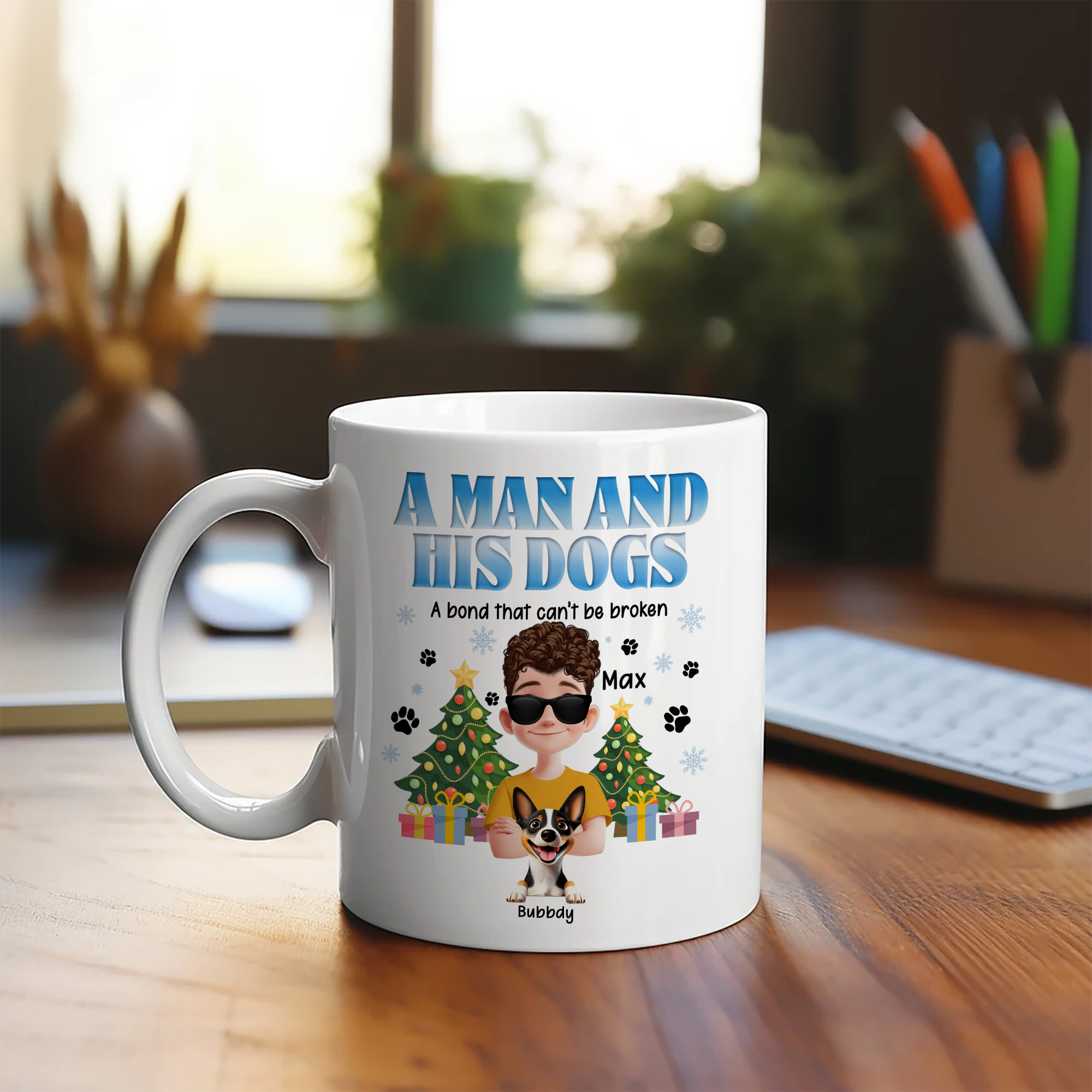 A Man And His Dogs - Personalized Custom 12oz Enamel Mug - Gift for Dog Lover