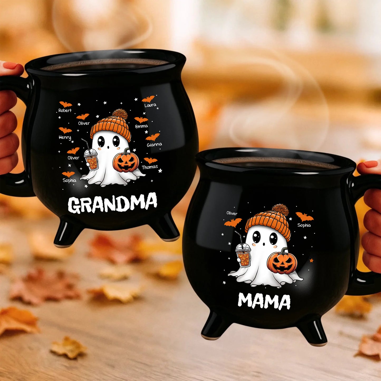 Grandma Boo Crew Halloween - Personalized Ceramic Cauldron Coffee Mug